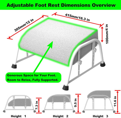 Under Desk Footrest with Memory Foam,Adjustable 10-Level Ergonomic Foot Rest for Office & Gaming Desk for Leg Rest,Reinforced Metal Frame,Non-Slip Base Extra Large（Black No Baseplate
