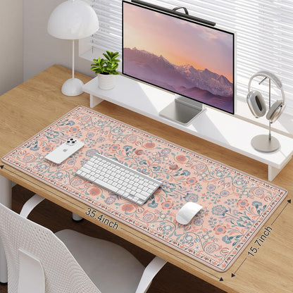 iCasso Desk Mat for Keyboard and Mouse, Large Mouse Pad, Desk Pad Mat, Anti-Slip Big Mousepad with Stitched Edges for Computer Desktop(Deep Green)