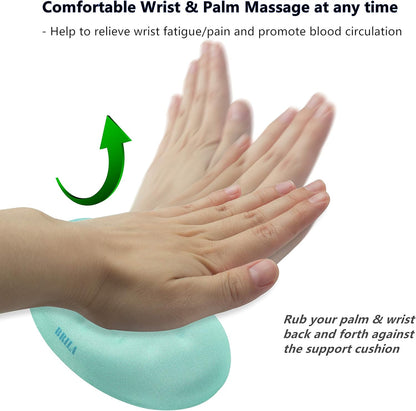 BRILA Ergonomic Memory Foam Mouse Wrist Rest Support Pad Cushion for Computer, Laptop, Office Work, PC Gaming - Massage Holes Design - Wrist Pain Relief (Black Mouse Wrist Rest)
