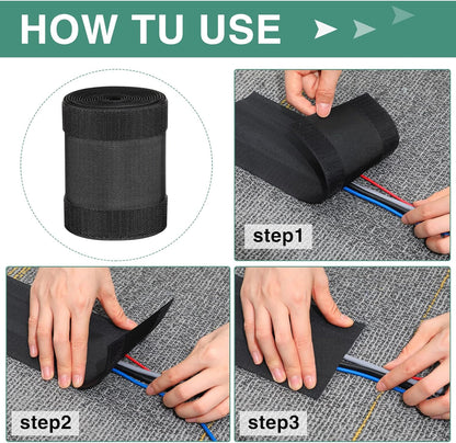WILLBOND Carpet Cord Cover Cable Protector Floor Cover Cable Protector Management Only for Commercial Office Carpet(19.69 ft,Black)