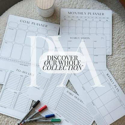 Magnetic Goal Planner Set: Reusable Dry Erase Habit Tracker, Vision Board, Purpose Planner and Workout Calendar Minimalist Wall Calendar Aesthetic Planner, Year at a Glance Wall Calendar 2025