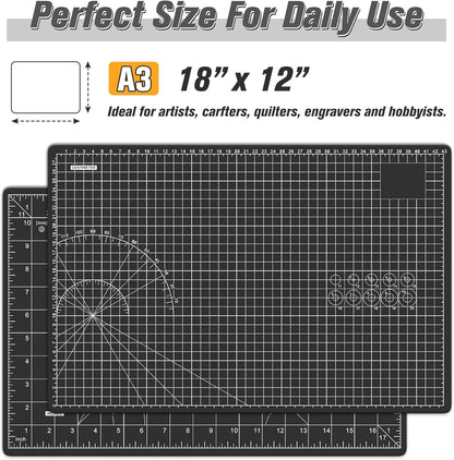 DIYSELF Cutting Mat 12in×18in, Cutting Mats for Crafts, Self Healing Cutting Mat A3, Fabric Cutting Mats Double Side for Sewing, Quilting, Craft Mat for Desktop, Matting & Mounting Materials