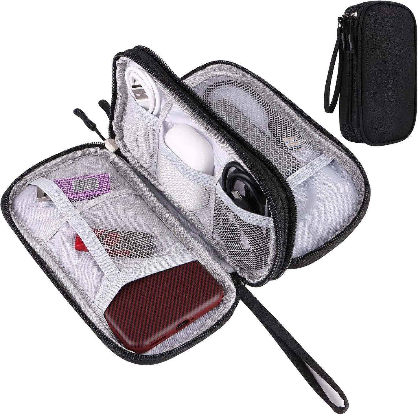 JIAKAI Travel Cable Organizer,Electronics Accessories Organizer Bag,for Charger, Phone, memory card,Travel Gadget Bag-Pink