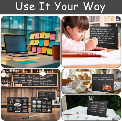 Geyoga 2 Pack Magnetic Bulletin Board with Stand, 16 x 12 Inch Black Magnet Display Board for Memo, Menu, Notes, Photos, for Kitchen Countertop, Office Desk, School