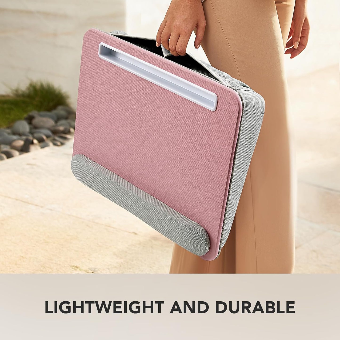 HUANUO Laptop Lap Desk - Portable Lap Desk with Pillow Cushion, Fits up to 15.6 inch Laptop, with Anti-Slip Strip & Storage Function for Home Office Students Use as Computer Laptop Stand, Book Tablet