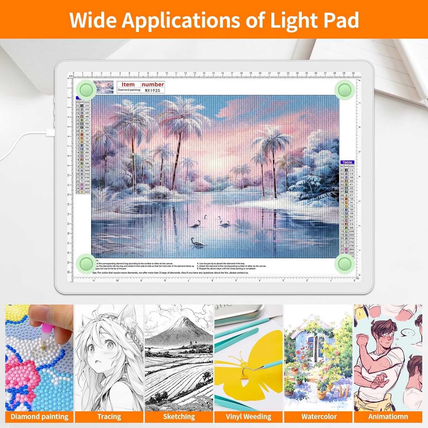 Elice Magnetic A4 Light Board for Diamond Painting, Ultra-Thin Tracing LED Light Box with Side Buttons, Super Bright Diamond Art Light Pad, Light Table for Drawing, Sketching, Weeding Vinyl - Black