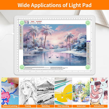 Elice Magnetic A4 Light Board for Diamond Painting, Ultra-Thin Tracing LED Light Box with Side Buttons, Super Bright Diamond Art Light Pad, Light Table for Drawing, Sketching, Weeding Vinyl - Black