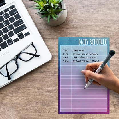 Dry Erase Daily Schedule Planner Sticker Decal by Glassboard Studio | Removable & Reusable | Magnetic Fine-Tip Marker Included (9 x 12 inches, White)