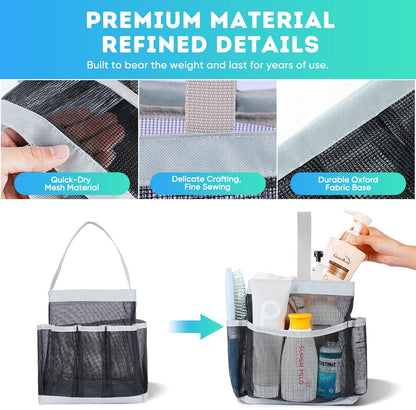 EUDELE Mesh Shower Caddy Portable for College Dorm Room Essentials, Shower Caddy Dorm with 8-Pocket Large Capacity for Beach, Swimming, Gym, Travel essentials
