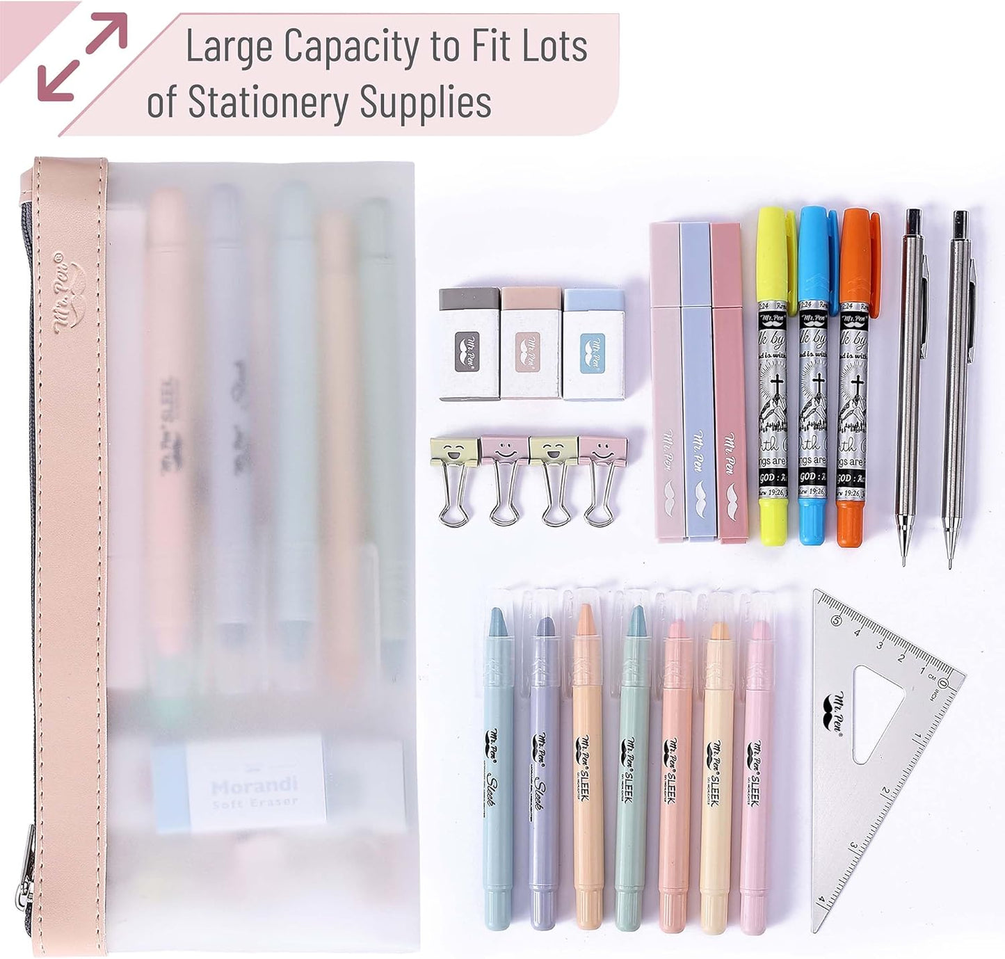 Mr. Pen- Clear Pencil Pouch, 8.50"x4.25", 3 Pack, Durable TPU Material, Medium Water-Resistant Pencil Bags with Smooth Zipper, Multipurpose Clear Pouch for Stationery, School, Office, Travel Supplies