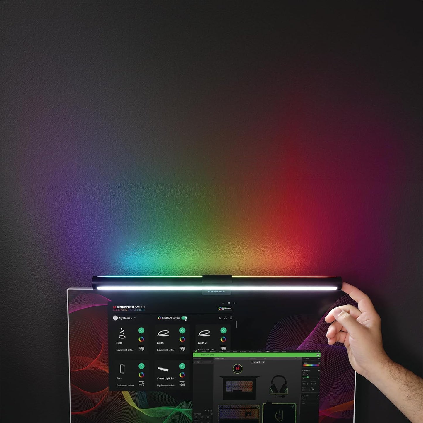Monster Duo Monitor Light Bar: Reduce Glare, Enhance Comfort, Boost Style, Level Up Your Gaming Atmosphere