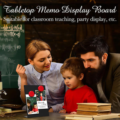 Fainne 1 Pc Magnetic Bulletin Board with Easel Stand Mini Magnet Metal Tabletop Memo Display Board for Back to School Menu Table Office Supplies (Black,11 x 8.5 Inches)