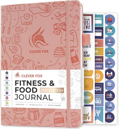 Clever Fox Fitness & Food Journal – Nutrition & Workout Planner for Women & Men – Diet & Gym Exercise Log Book with Calendars, Diet & Training Trackers - Undated, A5 Size, Hardcover (Forest Green)