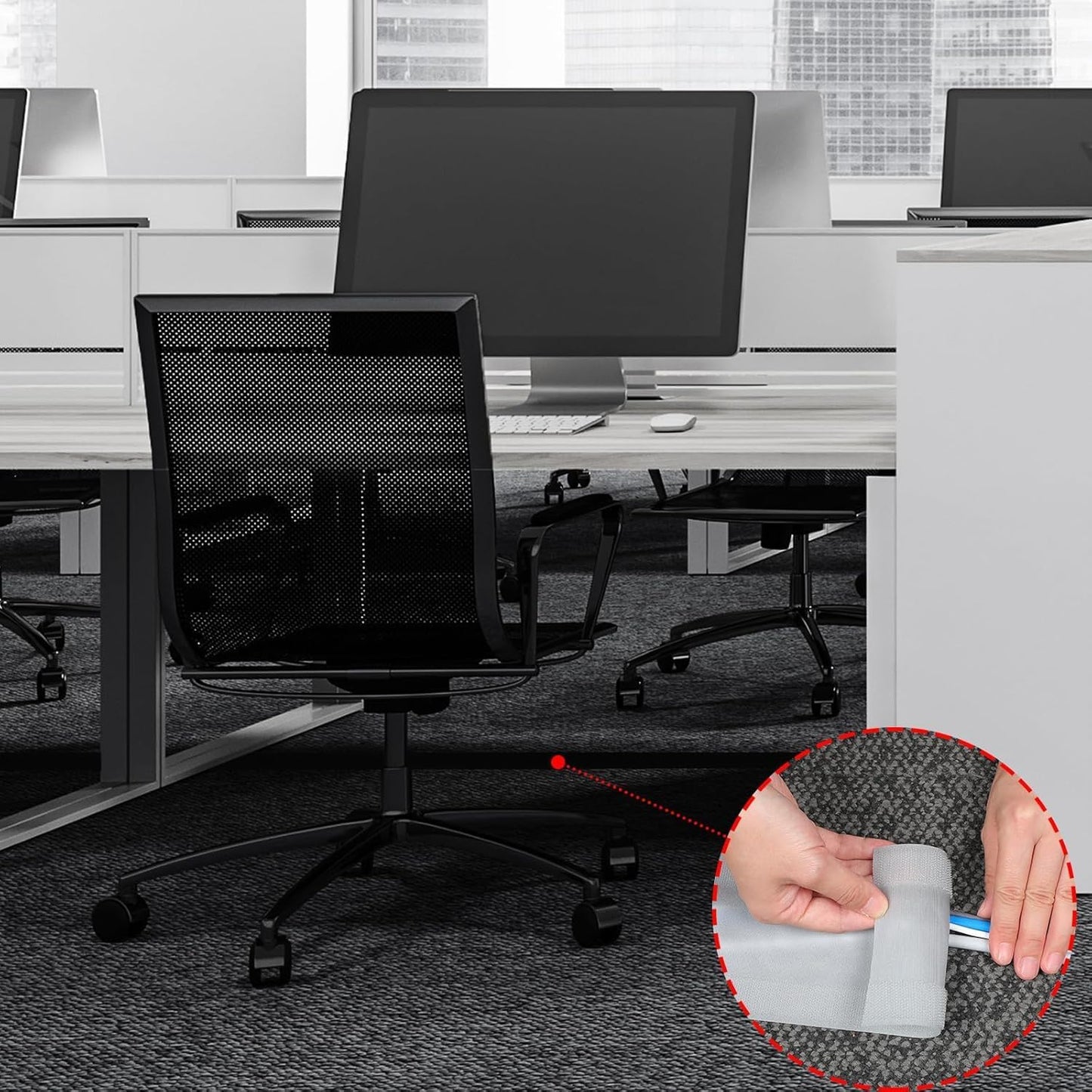 WILLBOND Carpet Cord Cover Cable Protector Floor Cover Cable Protector Management Only for Commercial Office Carpet(19.69 ft,Black)