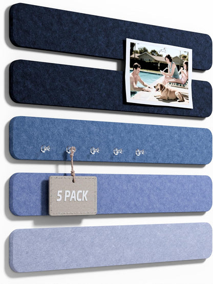 Fluxynara Cork Board Alternative Felt Strip Board 8-Pack 13"x2", Office Pin Board with 50 Push Pins, Adhesive Install for Bedroom Door & Home Office(Linen Dusk)