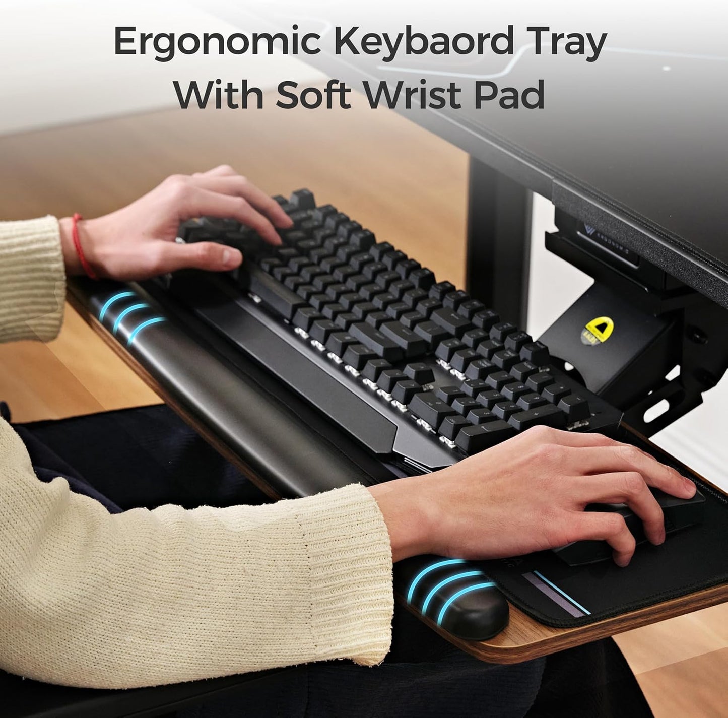 EUREKA ERGONOMIC Height Adjustable Mouse & Keyboard Tray Under Desk, 28x10'' Large Slide Out Swivel Tilt Computer Keyboard Drawer with Pad for Gaming Home Office, Dual Mount