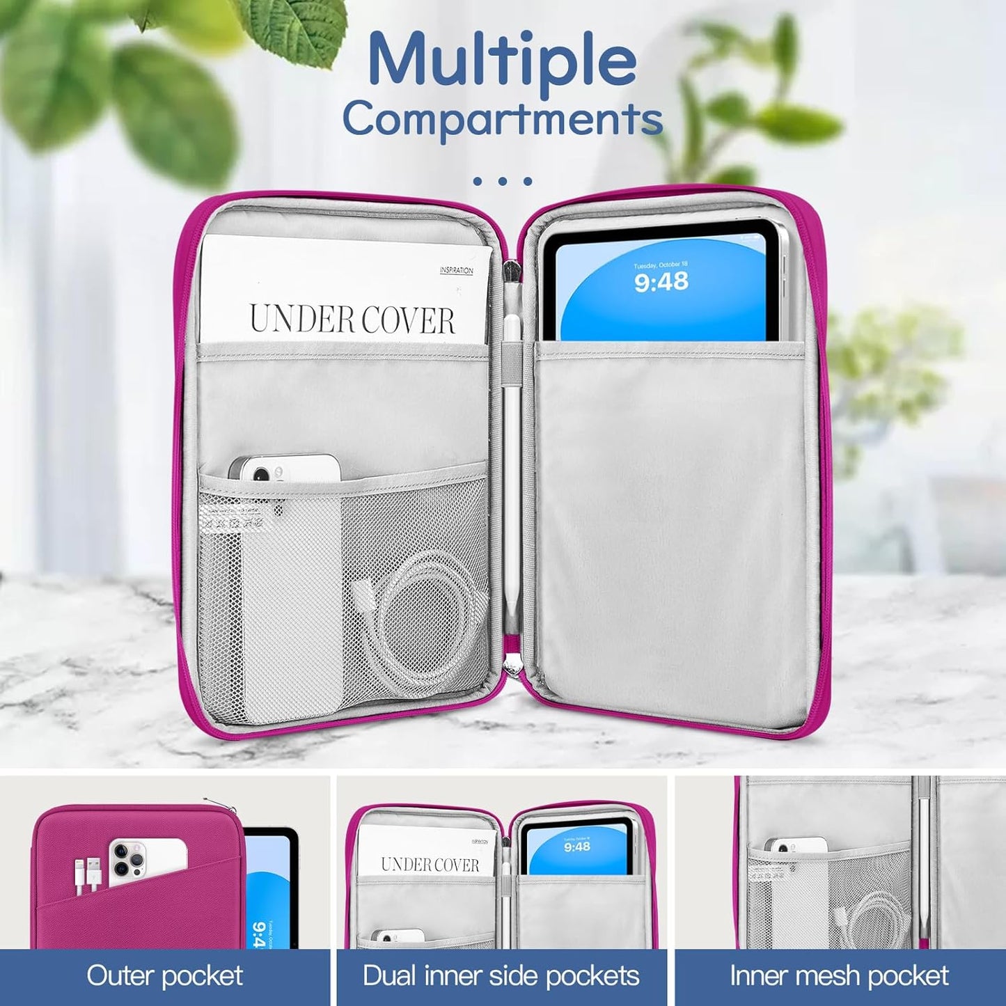 Dadanism 9-11" Tablet Sleeve Bag Carrying Case for iPad (A16) 11th Gen 11", iPad 10th Gen 10.9" Air 5/4, iPad Air M4/Pro 11", iPad 9/8/7th, Galaxy Tab A11+ Plus 11", Remarkable 2 10.3", Black