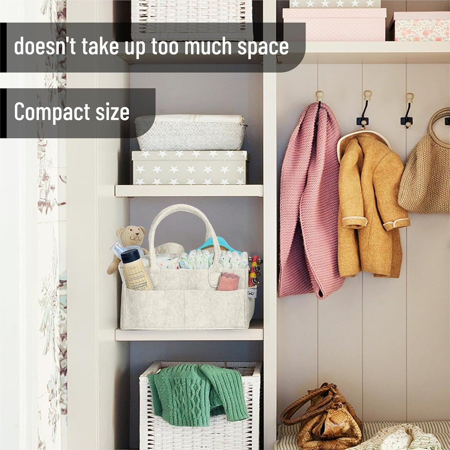 Mr. Pen- Baby Diaper Caddy Organizer, Gray, Medium, Nursery Storage Bin and Car Organizer for Diapers and Baby Wipes