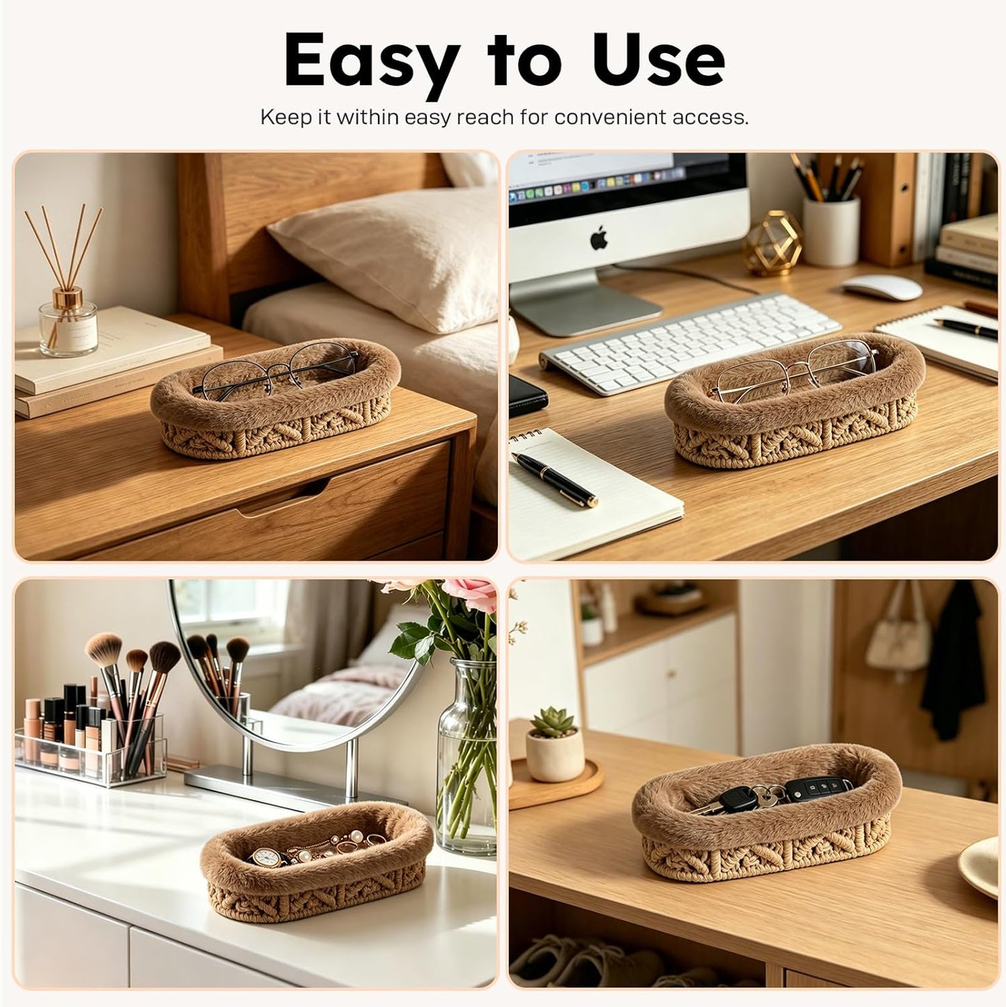 Glasses Holder,Anti-scratch Plush Lined Eyeglass Holder Stand for Nightstand Desk Storage Organizer