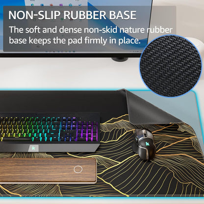 KTRIO Large Gaming Mouse Pad Desk Mat, Superior Micro-Weave Cloth for Precise Mouse Control, Non-Slip Rubber Base, Stitched Edges, Water-Resistant, for Gamer, Office & Home, 31.5" x 11.8" inches