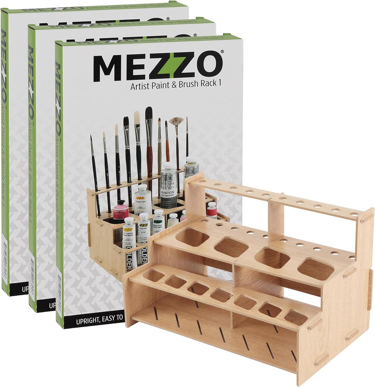 HG Art Concepts Mezzo Artist Drawing Rack - Wood Grain Laminate Multi Layer Desk Stand Professional Storage Display Organizer for Pens, Pencils, Drafting and all other Drawing Tools