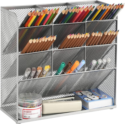 Marbrasse Mesh Desk Organizer, Multi-Functional Pen Holder, Desktop Stationary Organizer, Storage Rack for School Home Office Art Supplies (Mesh Pen Holder)