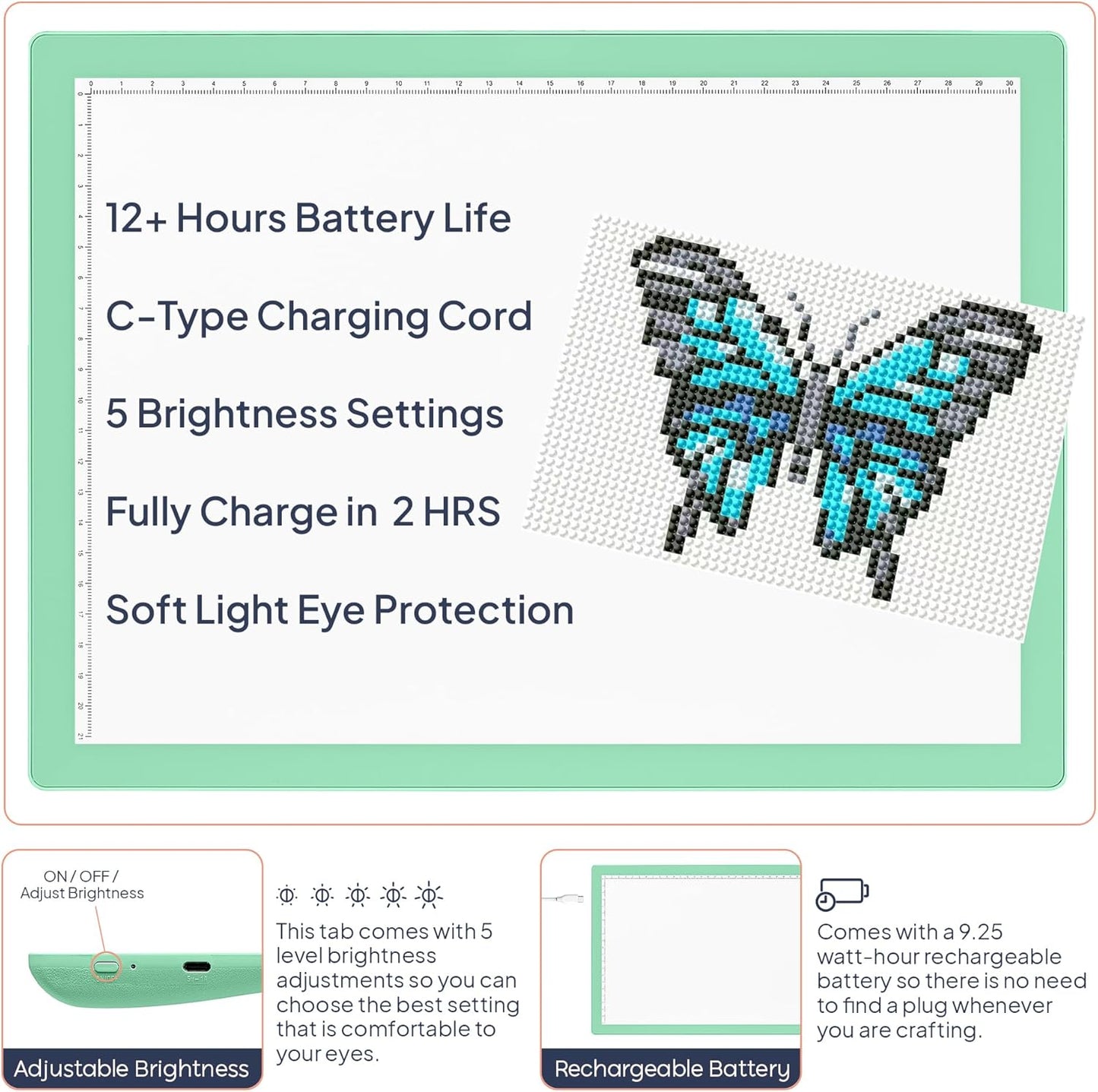 iVyne Rechargeable A4 Light Pad for Tracing & Weeding - LED Light Board for Weeding Vinyl - for Cricut Vinyl Weeding Tools - Ultra-Thin & Portable - Perfect for Artists & Crafters - Pink