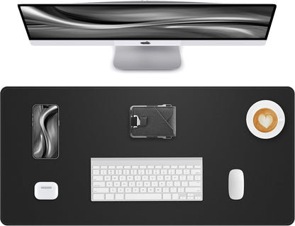 AFIING Desk Pad Protector 23.6" x 13.7" - Non-Slip Waterproof PU Leather Desk Mat for Mouse, Keyboard, Laptop, Office and Home Workspace (Beige)