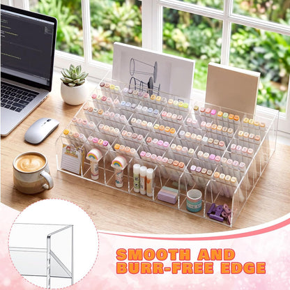 MotiMind Acrylic Pen Organizer Storage for 250 Markers Vertical Marker Organizer Acrylic Pen Display Holder for Office Desk Desktop Stationery Pencil Storage, Clear, 13 x 4 x 12.4 Inch