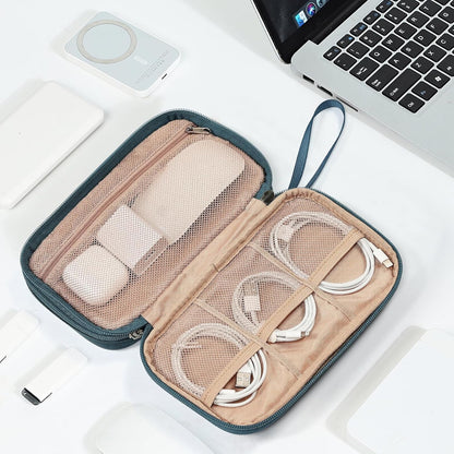 NISHEL Travel Cord Organizer Case, Double Layers Tech Electronic Bag, Essentials for Charger, Cable, Phone, Flash drive, Medium, Pink