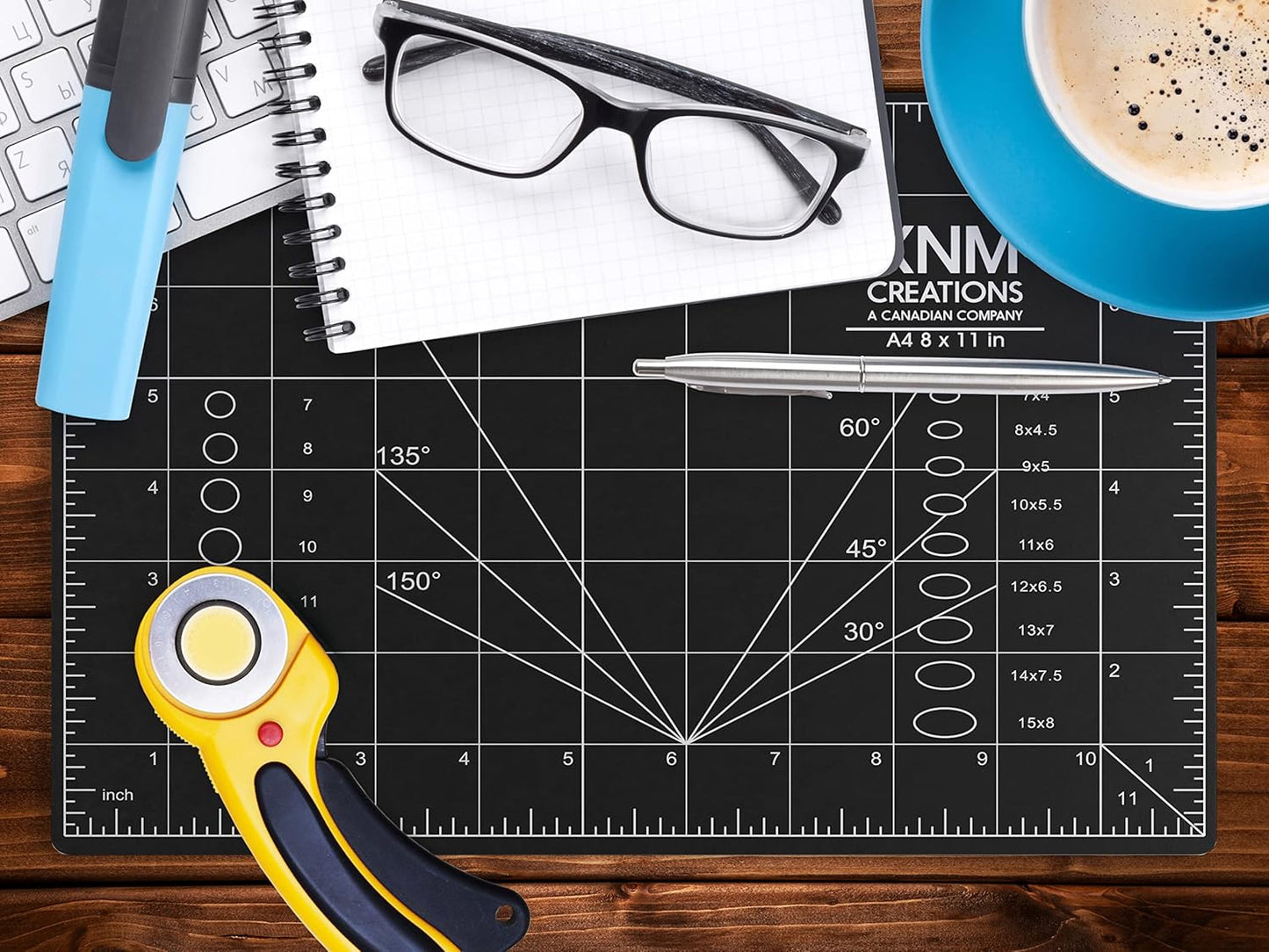 XNM Premium Self Healing Cutting Mat - 18 Inches by 24 inches - A2, 3 Layer Quality PVC Construction - Dual Sided, Imperial and Metric Grid Lines - Perfect for Cutting, Sewing, and Crafts