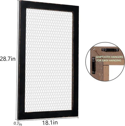 SOFE Farmhouse Memo Board Chicken Wire Frame, Black Large Bulletin Boards for Walls, Hanging Photo Display Board or Jewelry Organizer Wall Grid Panels, Decorative Vision Board for Desktop Office