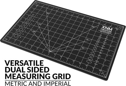 XNM Premium Self Healing Cutting Mat - 18 Inches by 24 inches - A2, 3 Layer Quality PVC Construction - Dual Sided, Imperial and Metric Grid Lines - Perfect for Cutting, Sewing, and Crafts