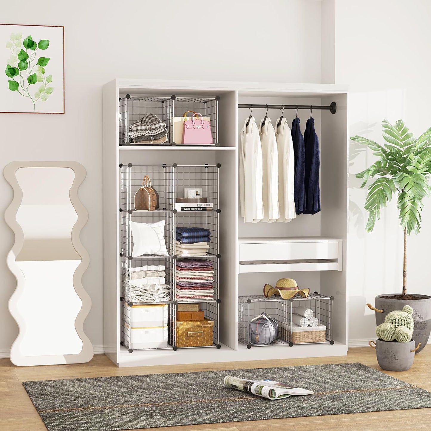C&AHOME Wire Cube Storage, 12-Cube Storage Organizer Metal, C Grids Storage Bins Shelving, Modular Bookshelf Shelf, Closet Cabinet Ideal for Bedroom, Office 36.6”L x 12.4”W 48.4”H Black