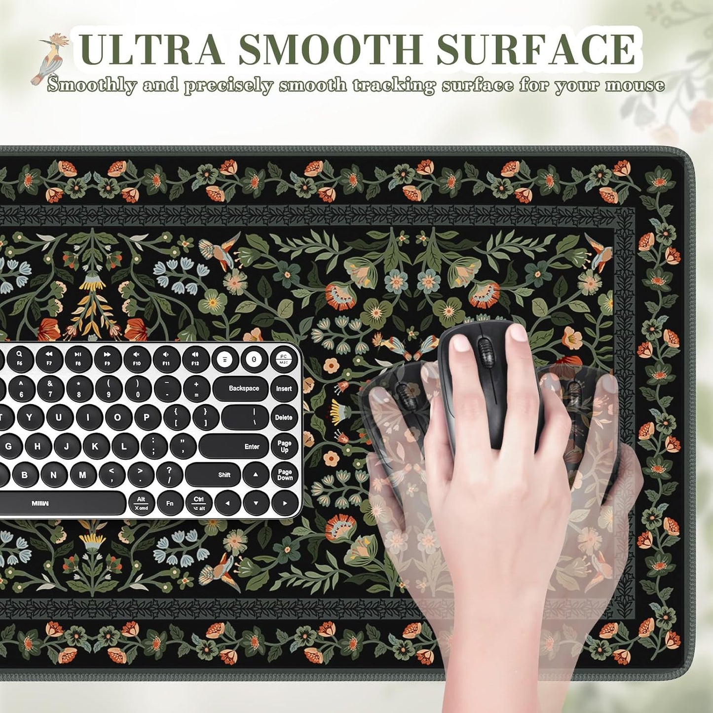 iCasso Desk Mat for Keyboard and Mouse, Large Mouse Pad, Desk Pad Mat, Anti-Slip Big Mousepad with Stitched Edges for Computer Desktop(Deep Green)