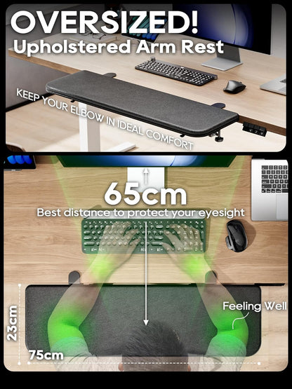 NODOCA Arm Rest for Desk, Ergonomics Wrist Rest, Desk Extender, Soft Sponge Built-in, Comfortable Arm Support for Desk, Wrapped in Eco-Friendly Leather, Foldable Elbow Rest for Desk(2, Black, 8.9'')