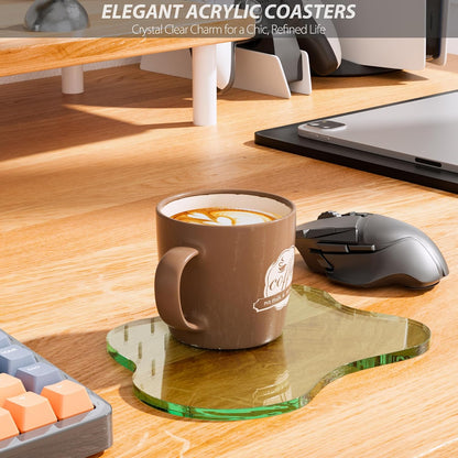 Acrylic Coaster Decorative Plates, Irregular Bar Drink Coaster, Clear Cloud Shape Coffee Cup Coaster, Perfect for Tabletop Protection and Accessories Display.(Gold)