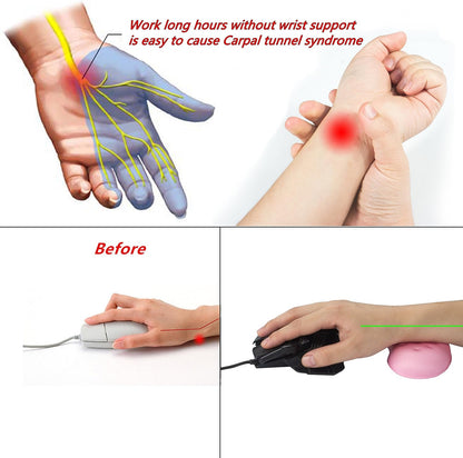 BRILA Ergonomic Memory Foam Mouse Wrist Rest Support Pad Cushion for Computer, Laptop, Office Work, PC Gaming - Massage Holes Design - Wrist Pain Relief (Black Mouse Wrist Rest)