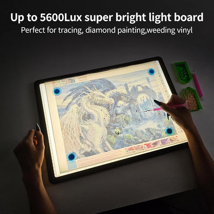 Heanolier Rechargeable A3 Tracing Light Box Drawing Pad,5600 Lux Bright Magnetic light pad, Dimmable Lightbox,3 color modes,light board for Diamond painting,light table for Sketching,Tattoo,X-ray View