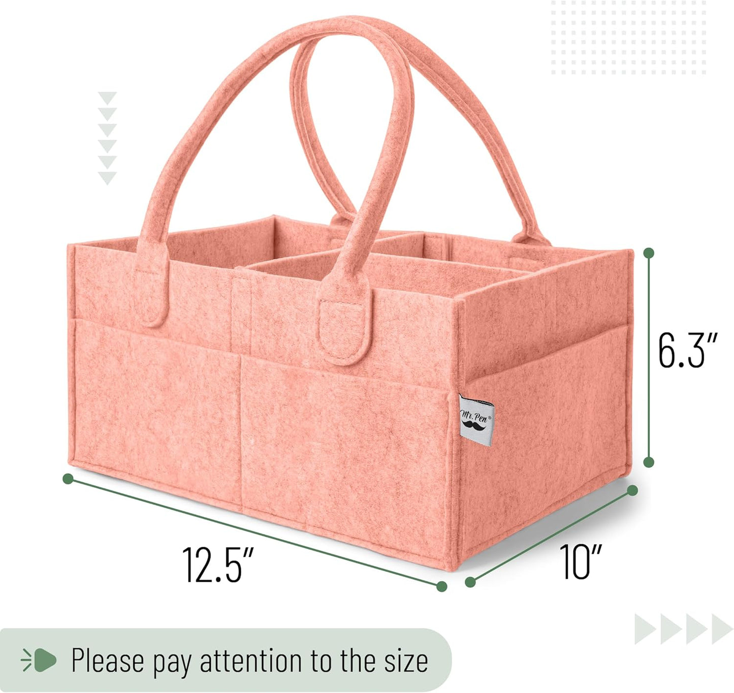 Mr. Pen- Baby Diaper Caddy Organizer, Gray, Medium, Nursery Storage Bin and Car Organizer for Diapers and Baby Wipes