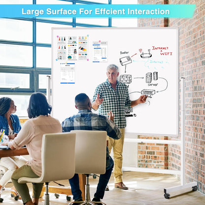 maxtek Magnetic Mobile White Board, 40 x 24 Double Sided Dry Erase Board Rolling Whiteboard, Aluminum Frame Standing Whiteboard on Wheels for Home Office Classroom (40 x 24 Black)