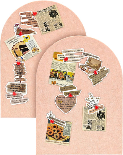 Arched Felt Bulletin Board, Cork Board Alternative for Wall, 10.6in x 14.6in Self-Adhesive Pin Board, 0.35" Thick 2 Pack for Home Office Decor (Camel-2727-2p)