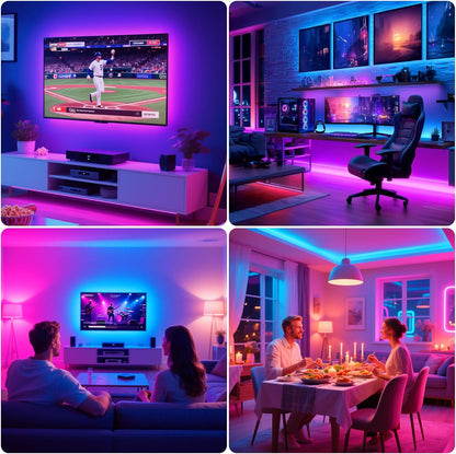 PANGTON VILLA TV LED Backlight for 40-60 Inch TV, 8.2ft LED Lights for TV with Bluetooth APP & Remote Control, 16 Color Led Strip Lights Changing TV Lights Behind with Music Sync for Bedroom