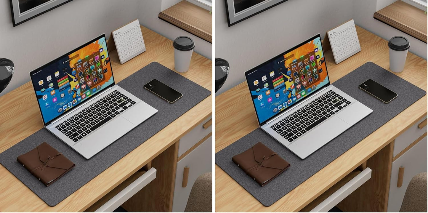 K KNODEL Felt Desk Mat, Large Desk Pad Protector, Office Computer Desk Mat for Keyboard, Non-Slip Mouse Pad (Dark Gray, 31.5"x11.8")
