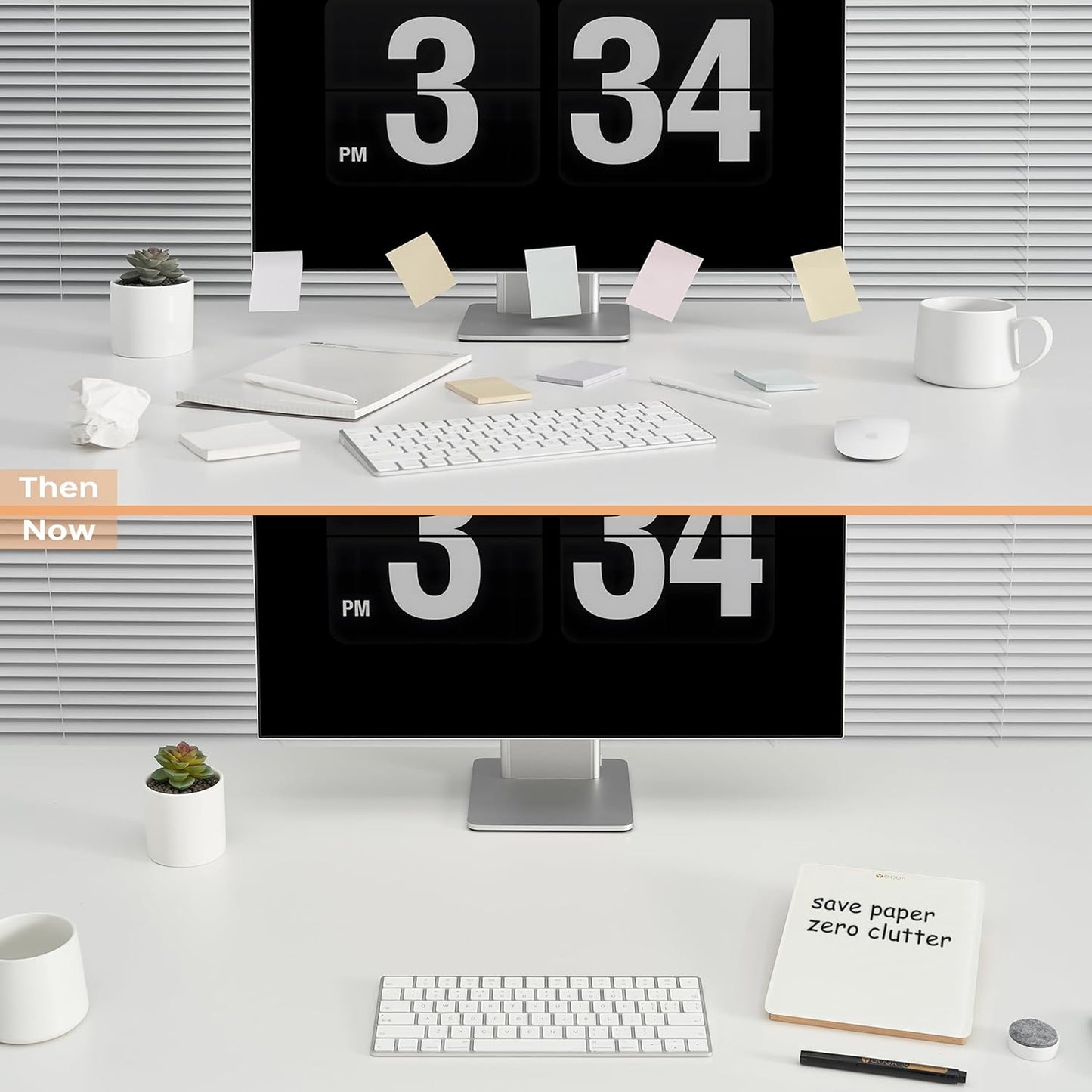 YEOUX Glass Desk Whiteboard with Reversible Wood Stand, Desktop Small White Board, Reusable Mini Dry Erase Board 6.7"x9.5" for Office, Home, School, Marker&Eraser Included