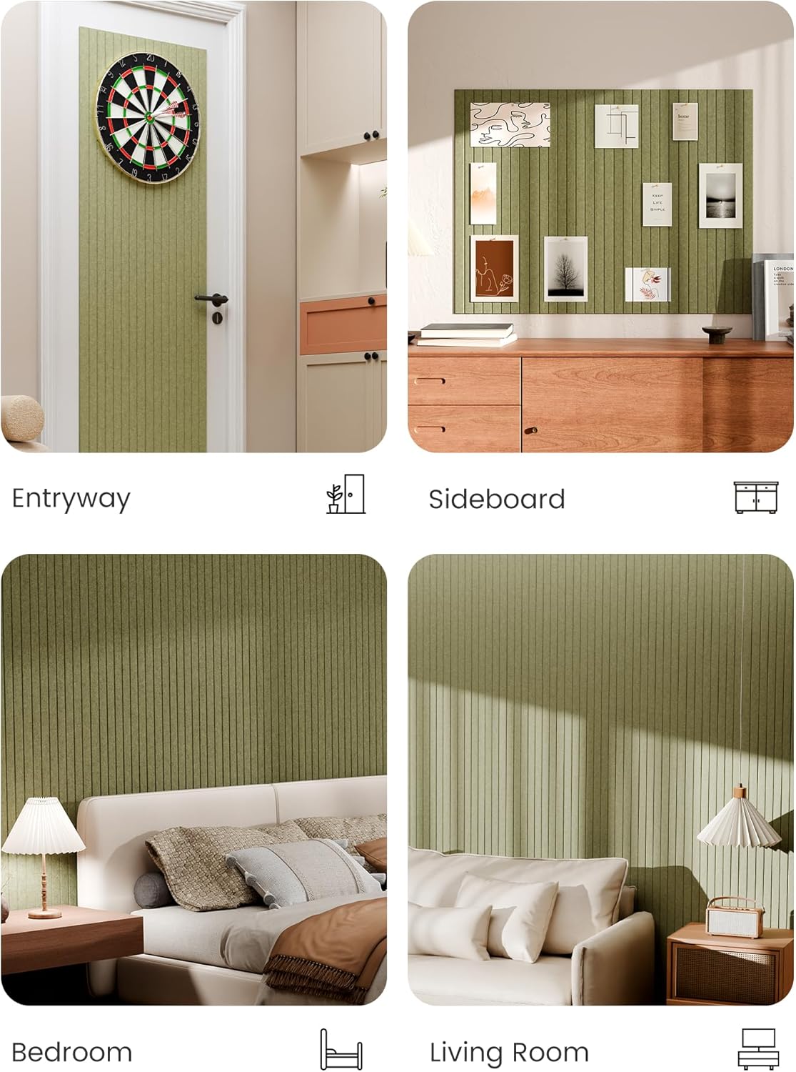 Bumusty Large Cork Board Alternative-48 x 36" Felt Bulletin Board Tiles, with 30 Pushpins, 70 Adhesive Tabs, Fine-Stripe 12-Pack, Cork Boards for Office Push Pin Board Felt Board-Oatmeal