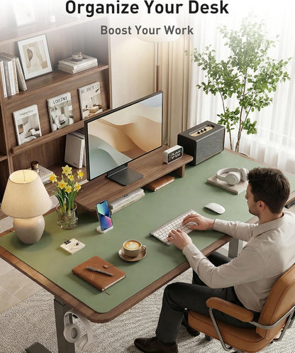 Aothia Non-Slip Waterproof PU Leather Desk Pad Protector for Mouse, Writing Desk, Office, Home, Laptop Blotter, 23.6" x 13.7", Black - Colors B