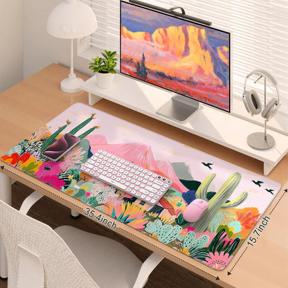 iCasso Desk Cover Mat, Office Mouse Pad, Desk Protector Mat, Extra Large Matt for Desktop,Anti-Slip XXL Big Mousepad with Stitched Edges for Computer Keyboard Retro Black - Colors A