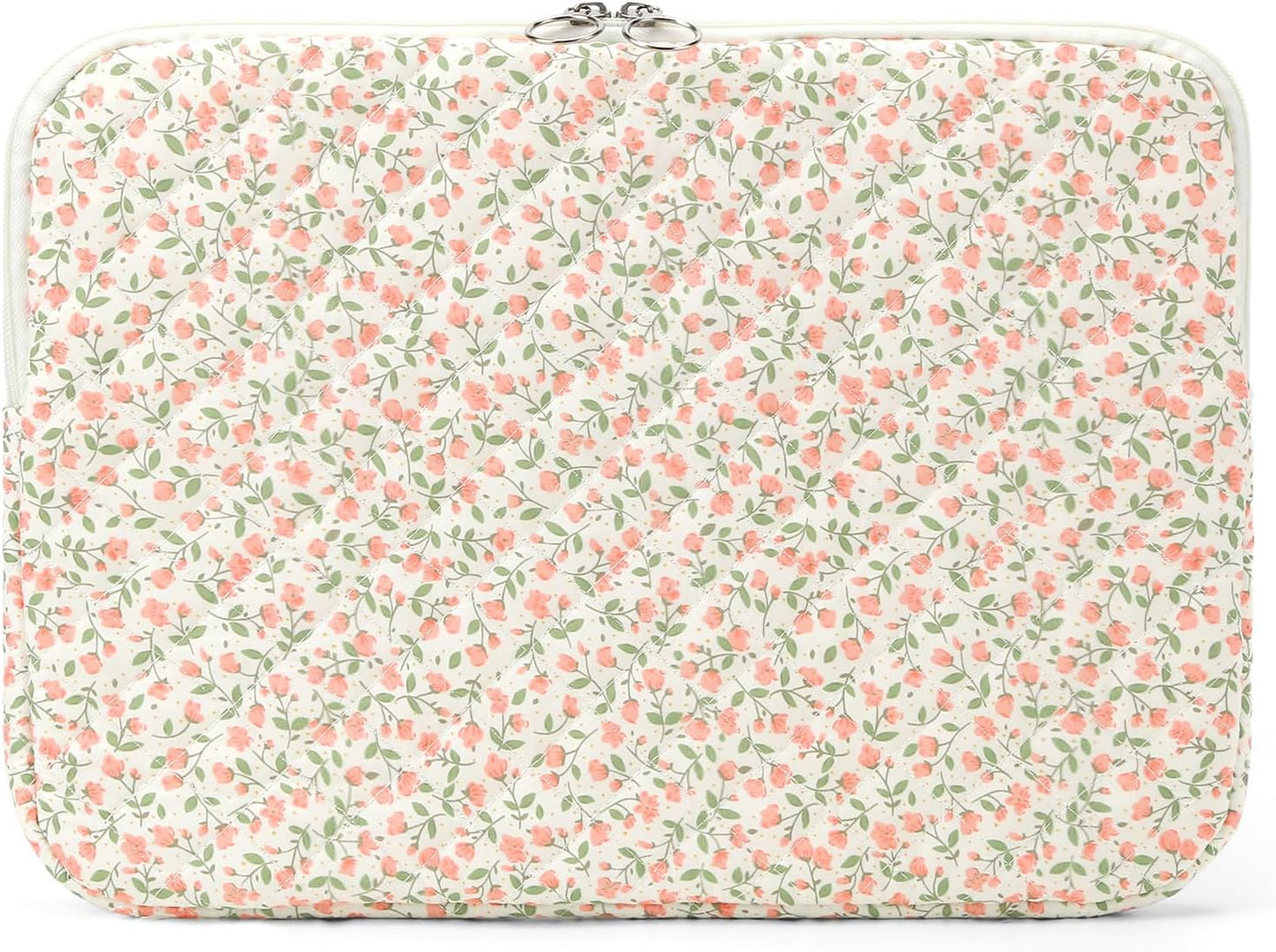 Puffy Laptop Sleeve 13 Inch Cute Quilted Laptop Protective Case Padded Floral Computer Sleeve for MacBook (A-Blue, 13 Inch)