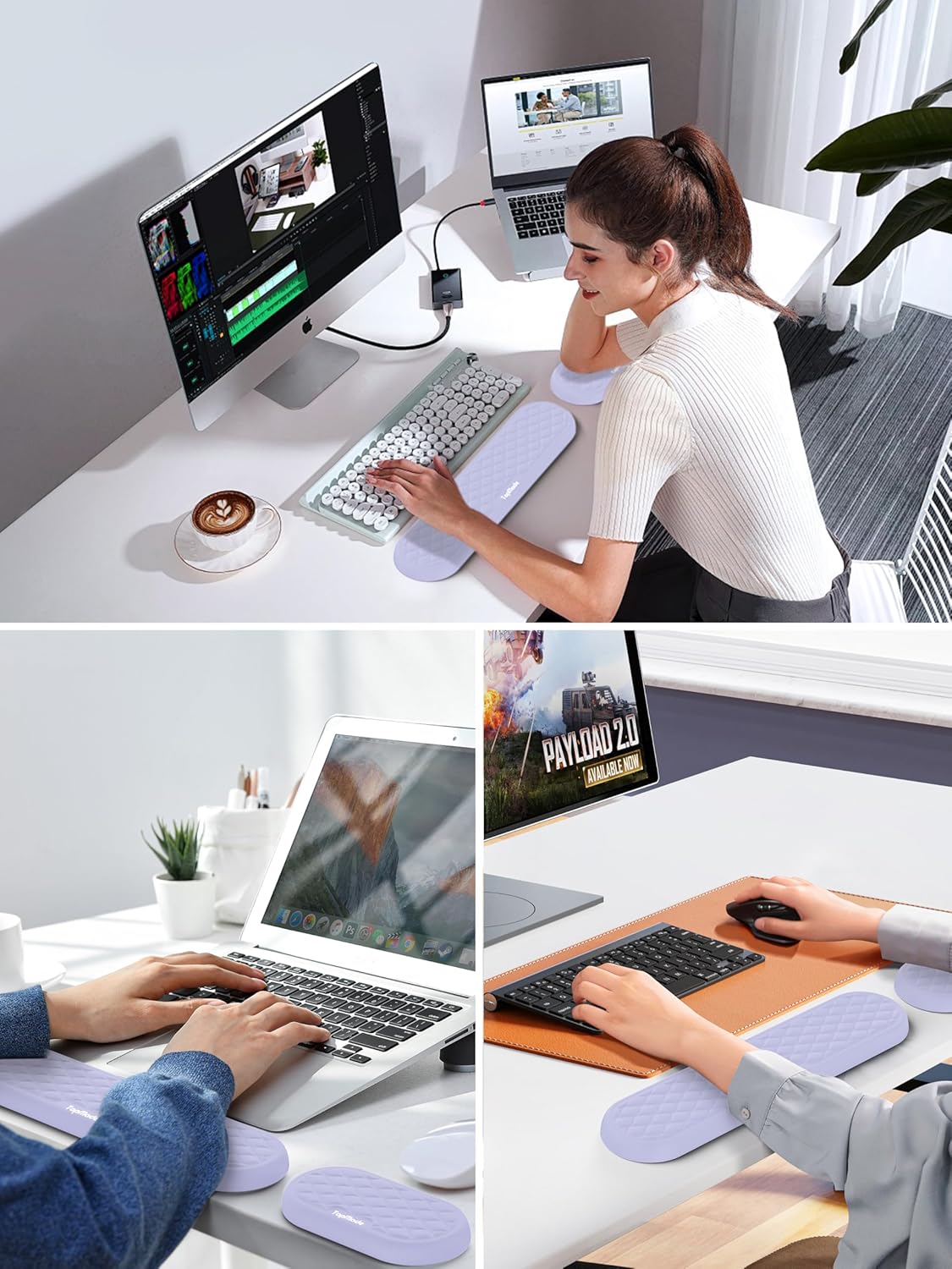 TopMade Keyboard Wrist Rest, Cooling Gel & Upgrade Soft Memory Foam Design Wrist Support for Keyboard, Full-Size Keyboard Hand Rest Pad, Ergonomic Palm Rest for for Long Hours of Work, Gaming, Black